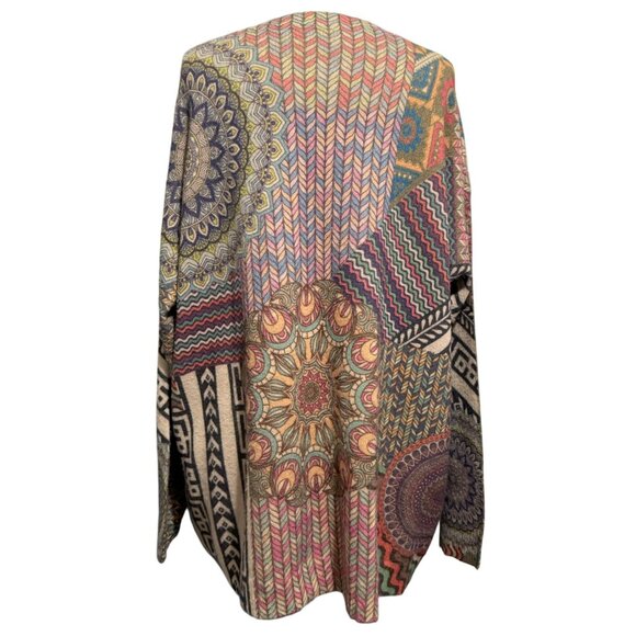 YESNO Womens Slouchy Oversized Sweater Drop Shoulders Artsy Multicolor Knit Boho - Picture 4 of 7